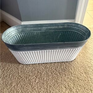 White and Gray Metal Planter